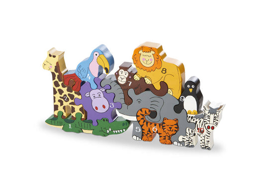 Handmade Wooden Zoo Number Jigsaw / Playset