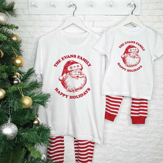 Happy Holidays Santa Personalised Matching Christmas Pyjamas