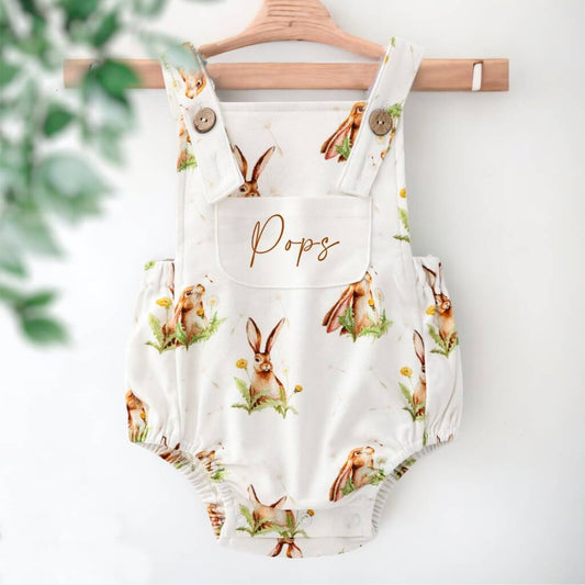 Easter Baby Dungaree Romper, Cream