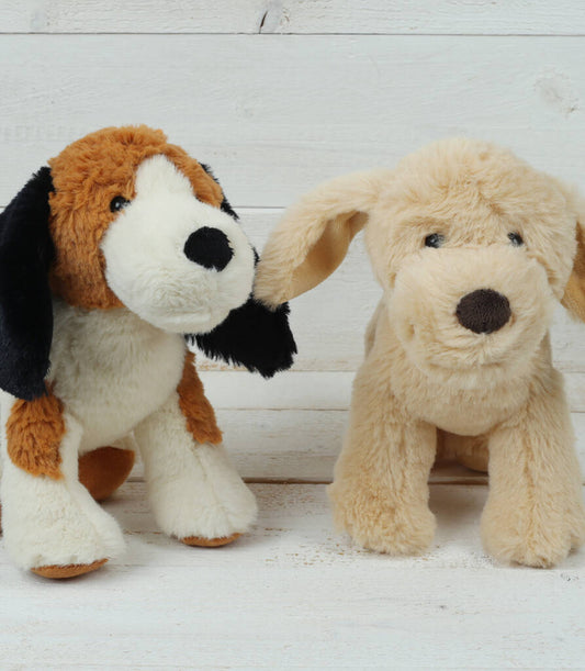 Hound Dog And Golden Puppy Soft Toy Set, Cream