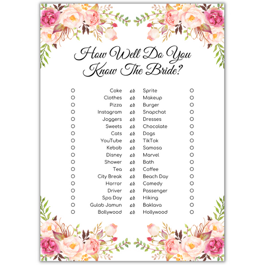 How Well Do You Know The Bride Game 10pk