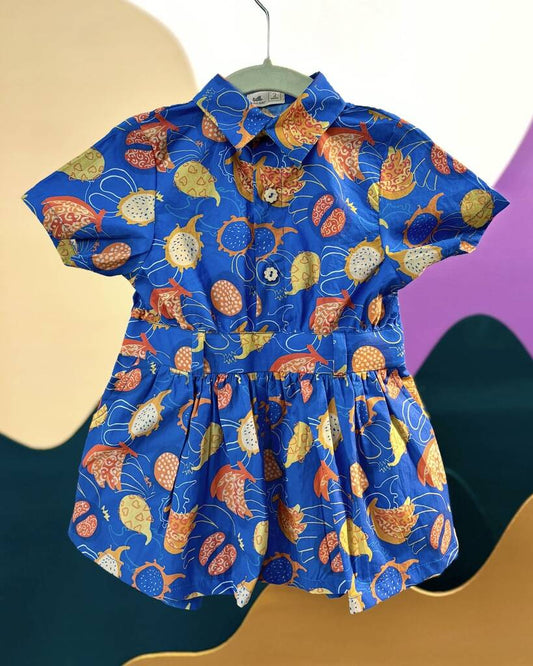 I Peel Good Printed Cotton Playsuit, Blue