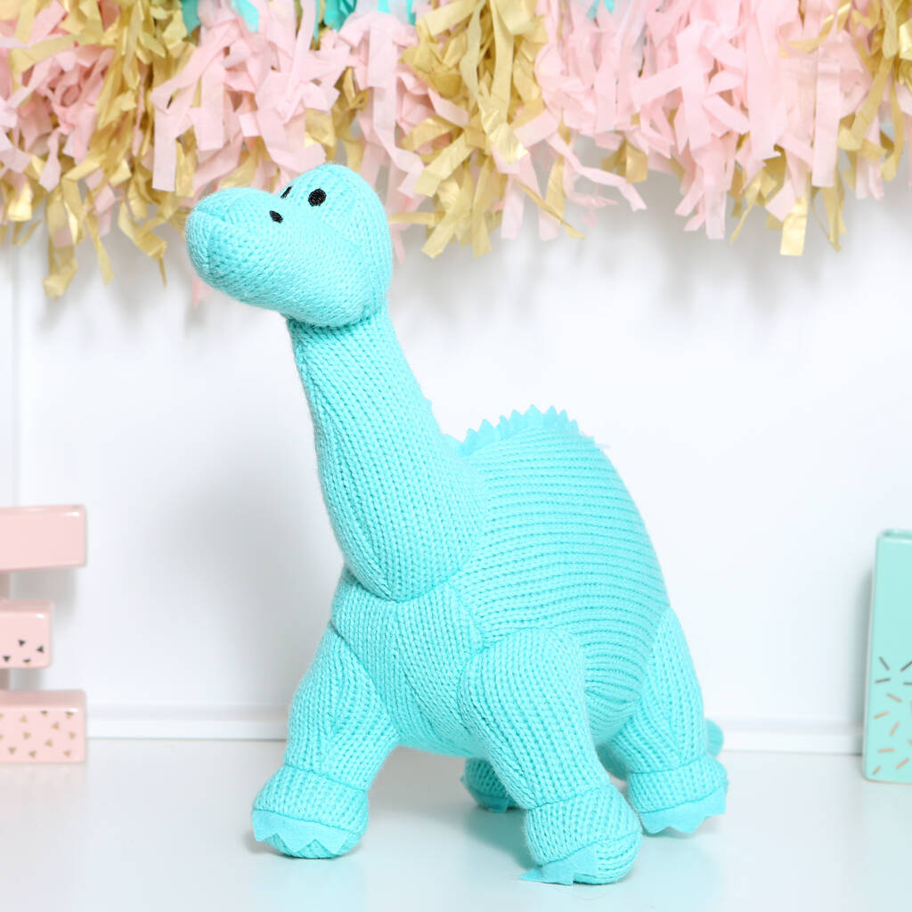 Ice Blue, Green Or Orange Diplodocus Dinosaur Soft Toy, Blue