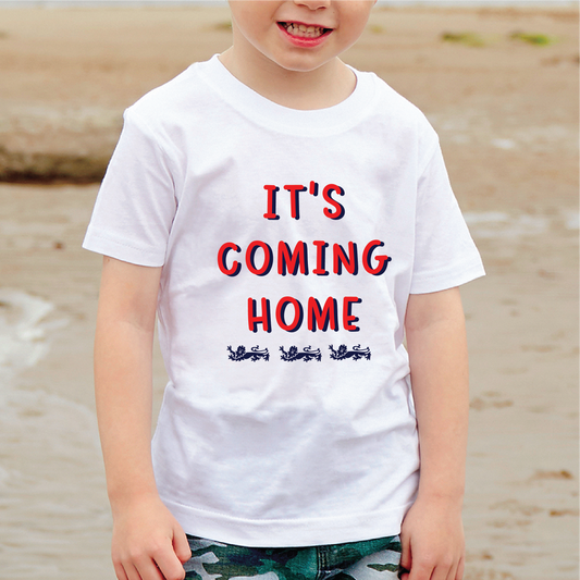 It's Coming Home Euros 2024 Kids T Shirt, White