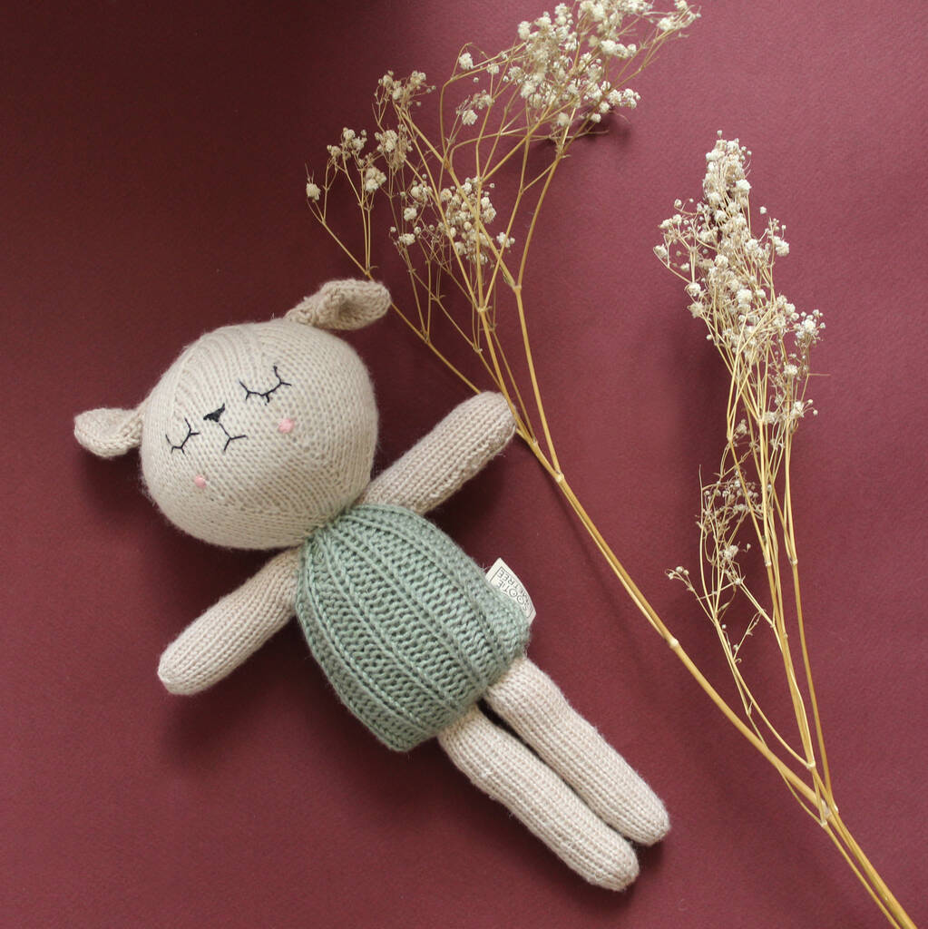 Jamie The Handknit Lamb Toy, Green