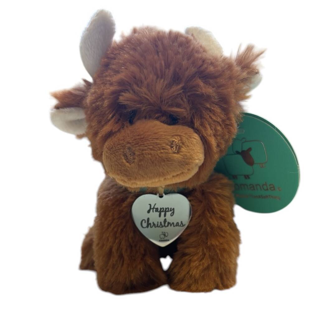 Jomanda Ec Happy Christmas Mini Highland Cow Brown, Gift Boxed, Brown