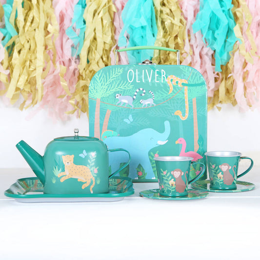 Jungle Animal Tea Set With Personalised Case