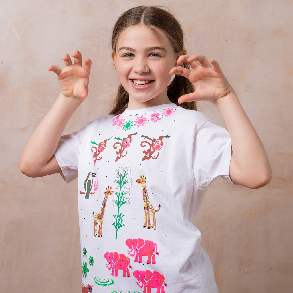 Jungle Children's T Shirt Painting Fabric Stencil Kit