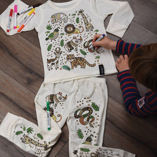 Jungle 'Colour In' Pyjamas With Fabric Pens