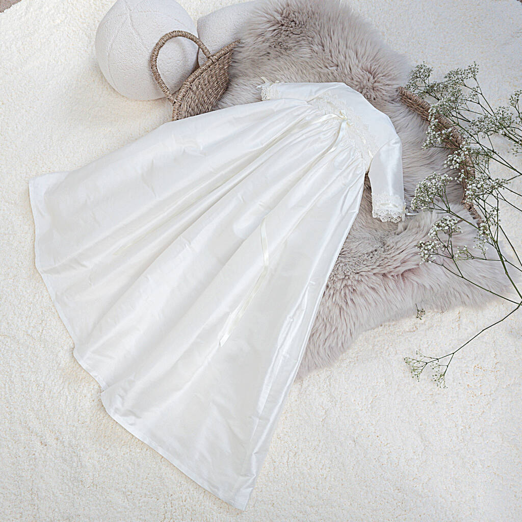 Kara ¾ Sleeve Christening Gown, Ivory