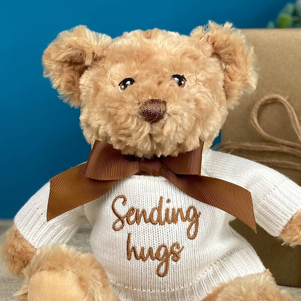 Keeleco Recycled Dougie Caring Bear 'Sending Hugs', Beige