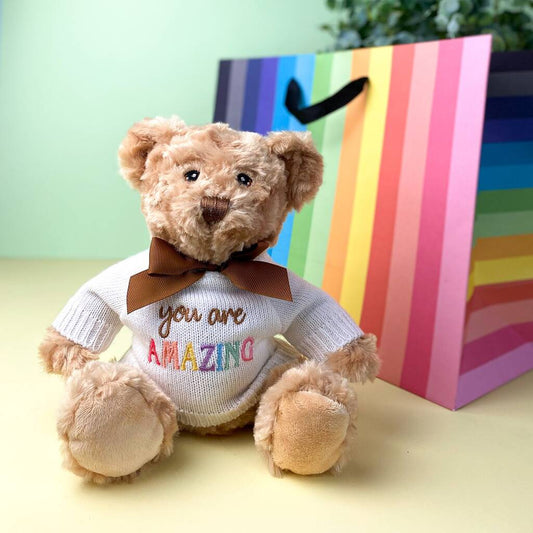 Keeleco Recycled Dougie Caring Bear 'You Are Amazing', Beige