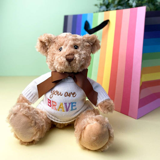 Keeleco Recycled Dougie Caring Bear 'You Are Brave', Beige