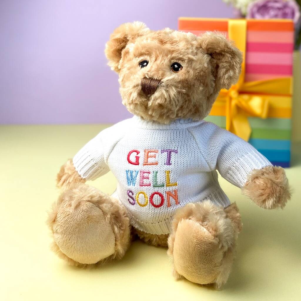 Keeleco Recycled Dougie Gift Bear 'Get Well Soon', Beige