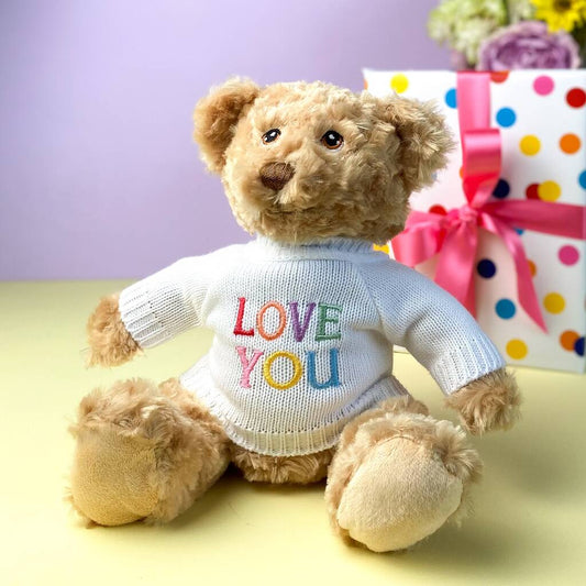 Keeleco Recycled Dougie Gift Bear 'Love You', Beige