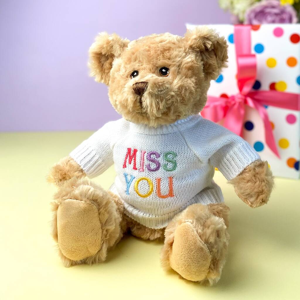 Keeleco Recycled Dougie Gift Bear 'Miss You', Beige