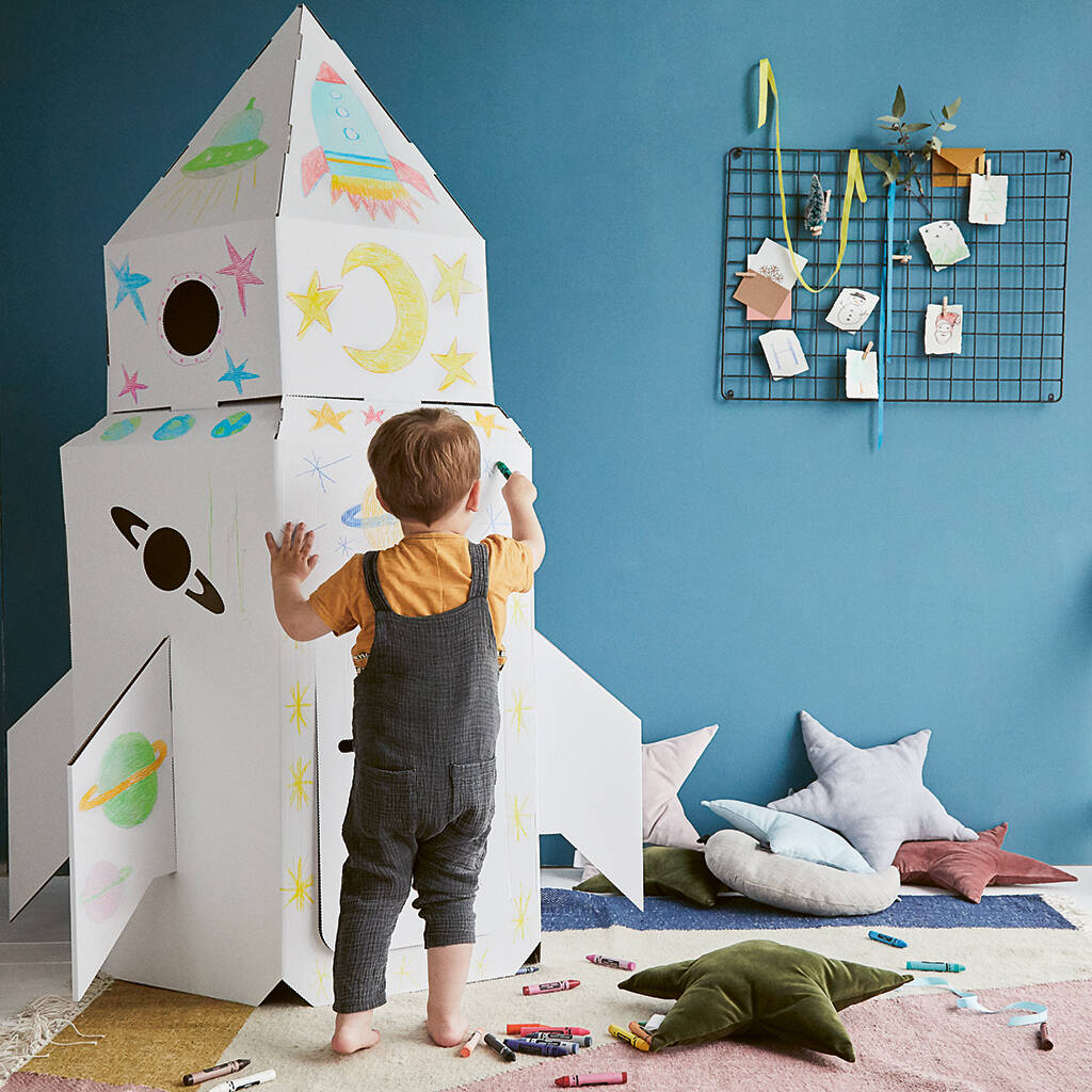 Children's Cardboard Eco Rocket, White