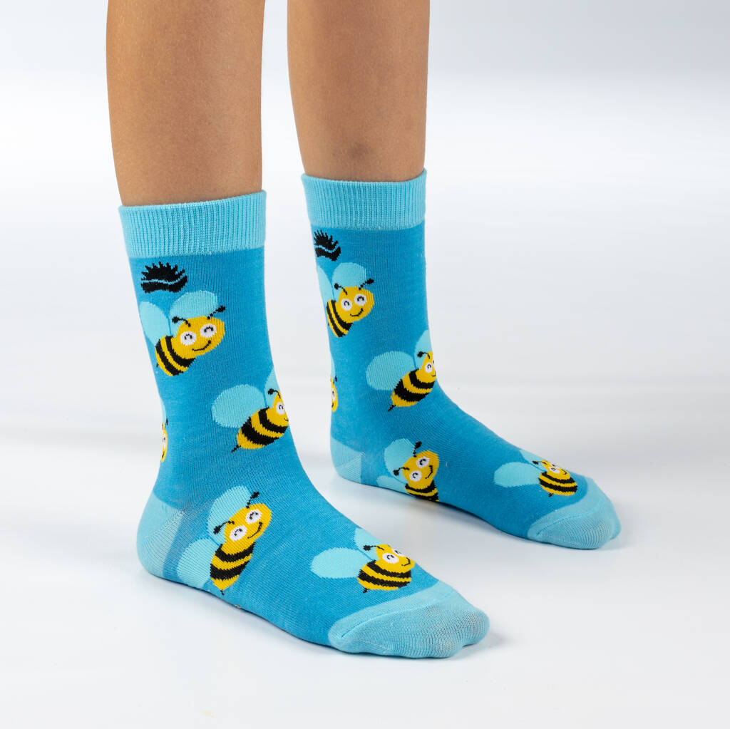 Kids Bamboo Socks - Bee Socks - Sustainable Socks - Eco, Blue