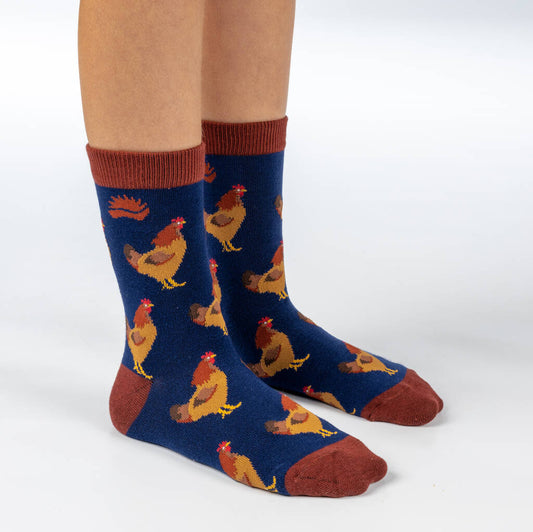 Kids Bamboo Socks - Chicken Socks - Sustainable Socks - Eco, Blue