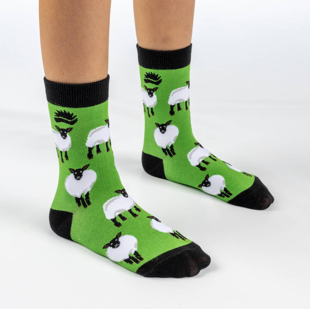 Kids Bamboo Socks - Sheep Socks - Vegan Socks - Sustainable Socks, Green