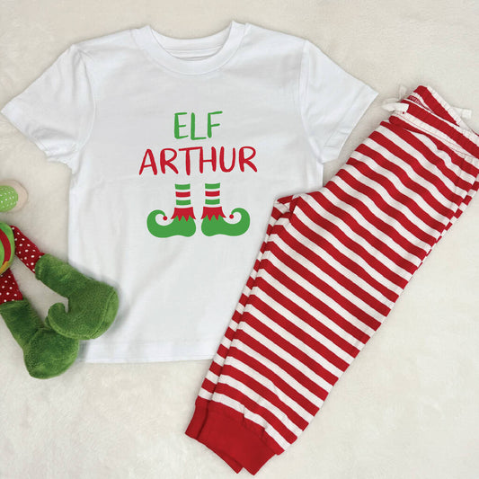 Kids Personalised Elf Christmas Pyjamas