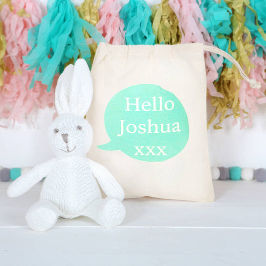 Organic Bunny Rabbit And Personalised Bag