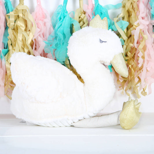 Large Plush Regal Swan Toy With Personalised Bag, Cream