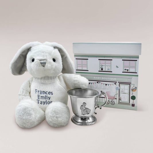 Little Bunny's Traditional Pewter Christening Cup, Grey/Multiple Choices Available/Pink/White