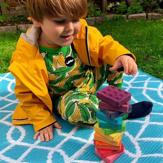 Handcrafted Wooden Dot Cuboids In Rainbow, Blue/Multi-Coloured/Pink/Red