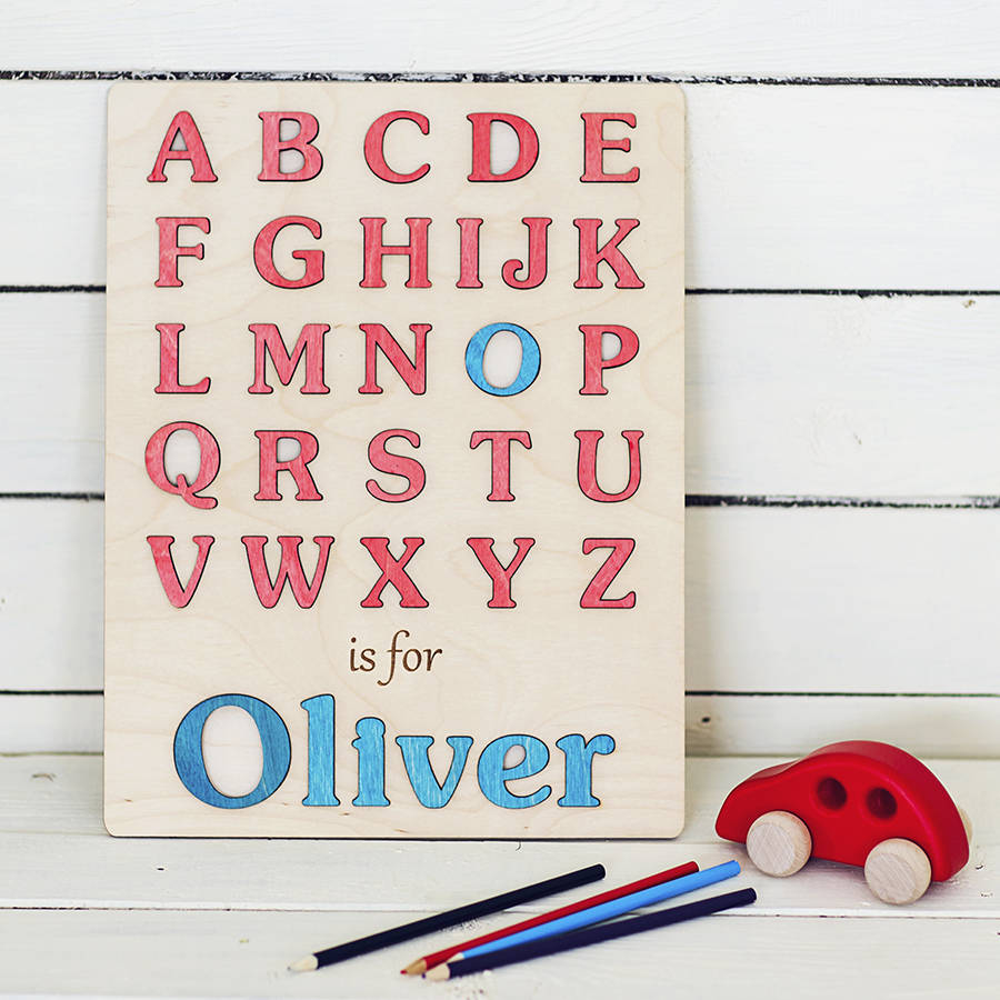 My First Alphabet Boys Personalised Puzzle, Multi-Coloured/Red