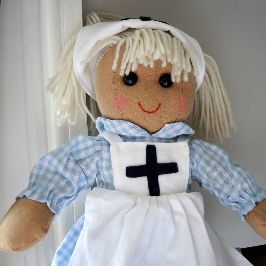 Personalised Nurse Rag Doll, White