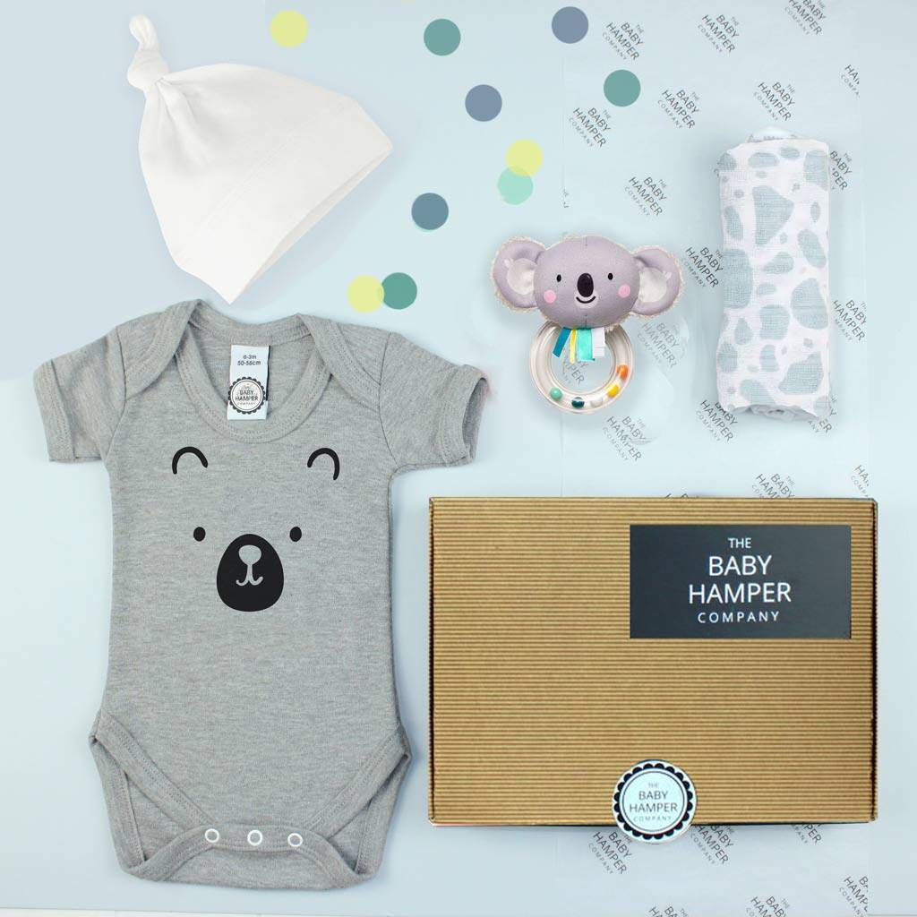 New Baby Boy Letter Box Gift Hamper - New Baby Gift, Grey