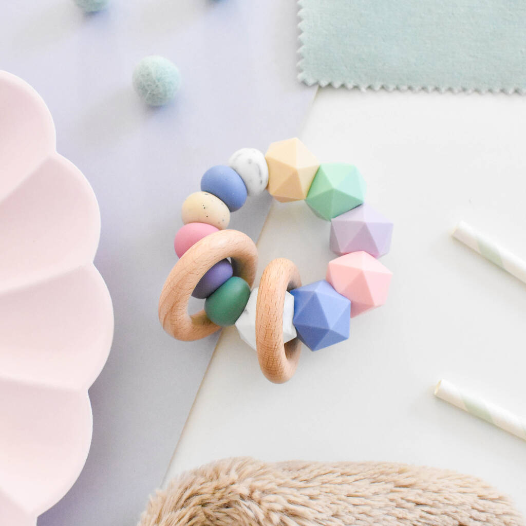 Pastel Marble Teething Rattle