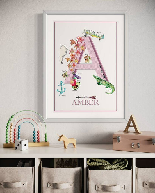 Personalised Alphabet Inspiration Posters, Blue/Green/Pink