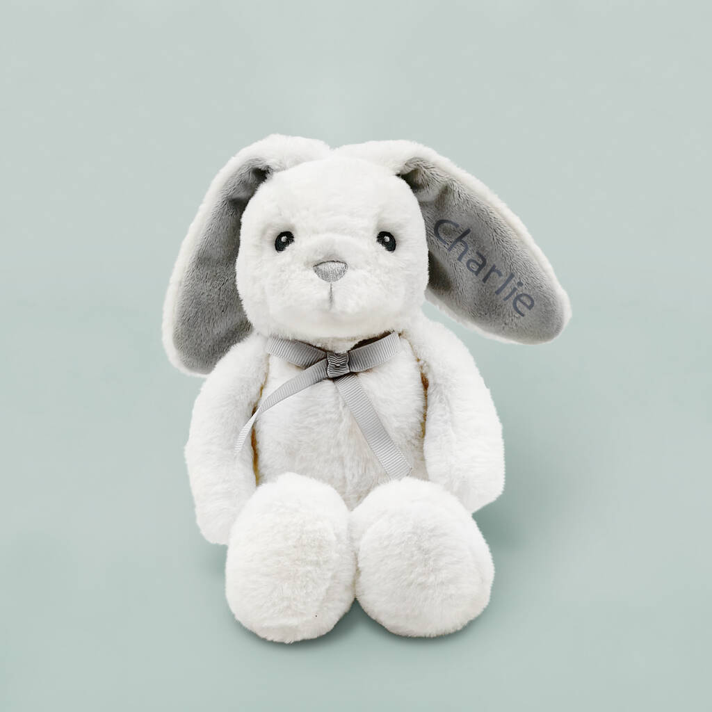 Personalised Baby Bunny, Blue/Grey/Multiple Choices Available/Pink/White