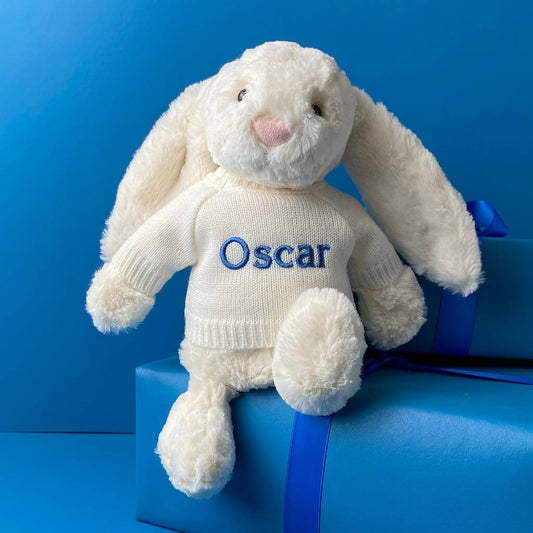 Personalised Bashful Cream Bunny Soft Toy, Cream