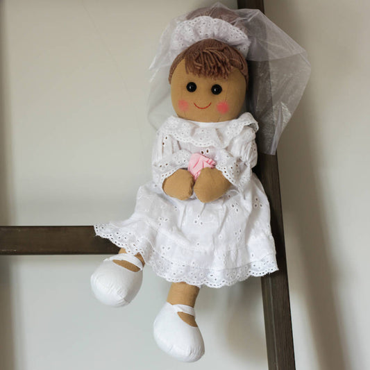 Personalised Bride Rag Doll, White