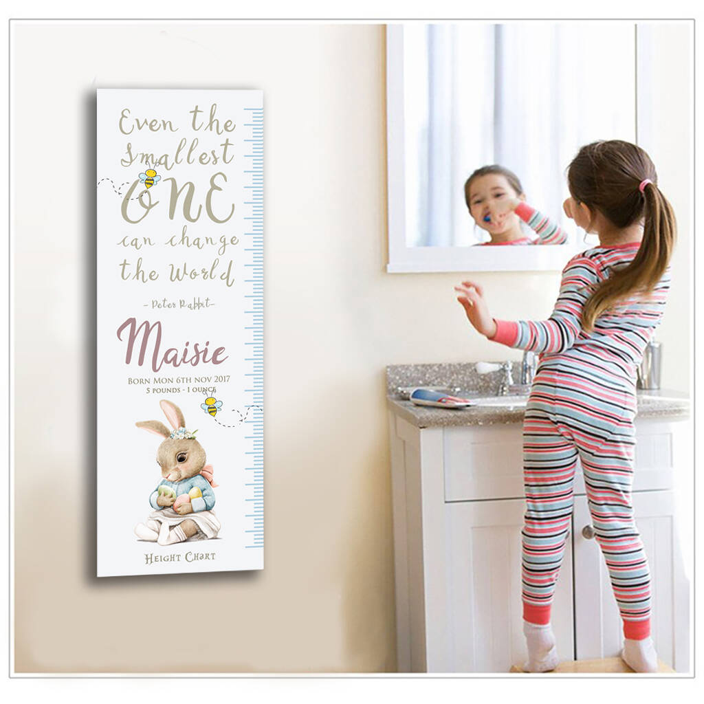 Personalised Christening Height Chart Gift, White