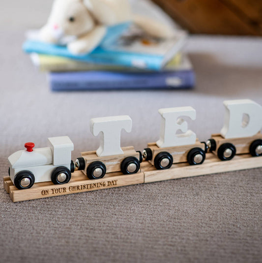 Personalised Exclusive Train And Track, Natural/White