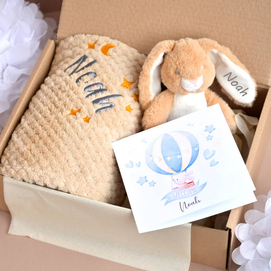 Personalised Gift Set For New Born Baby, Beige