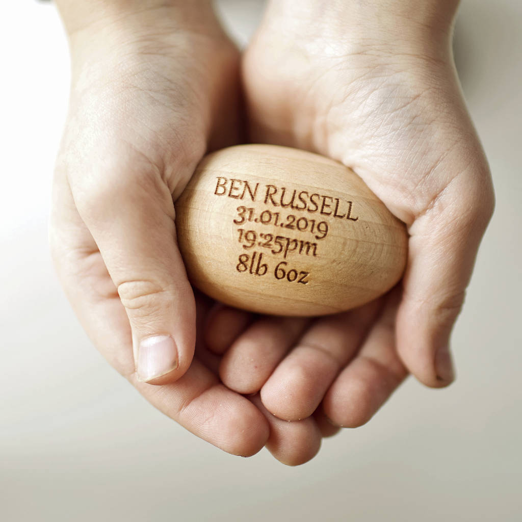 Personalised 'Hatched Egg' New Baby Gift, Brown/Natural