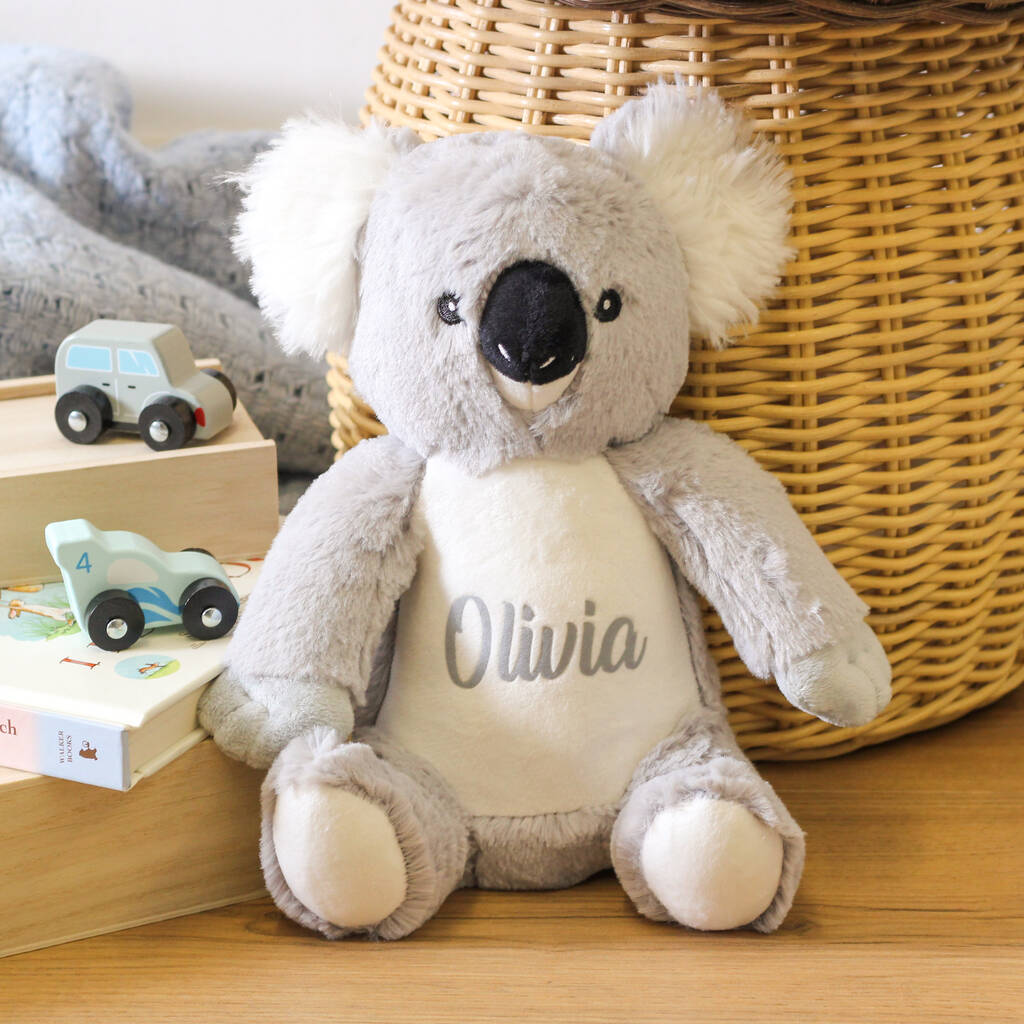 Personalised Koala Soft Toy Teddy Bear Children's Gift, Cream/Grey/White