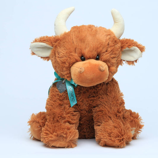 Highland Brown Cow Large Soft Toy, With Engraved Heart, Brown