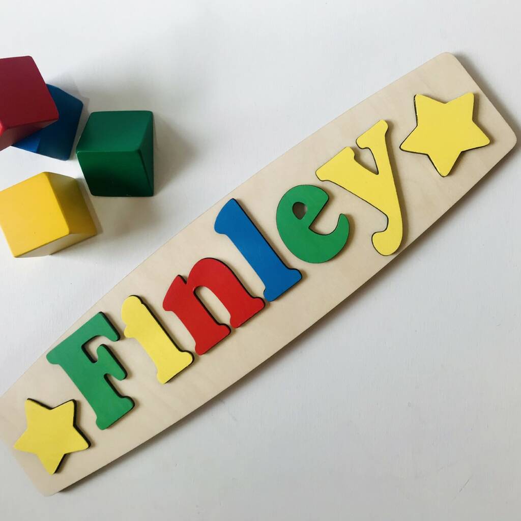 Personalised Name Puzzle With Stars, Multi-Coloured