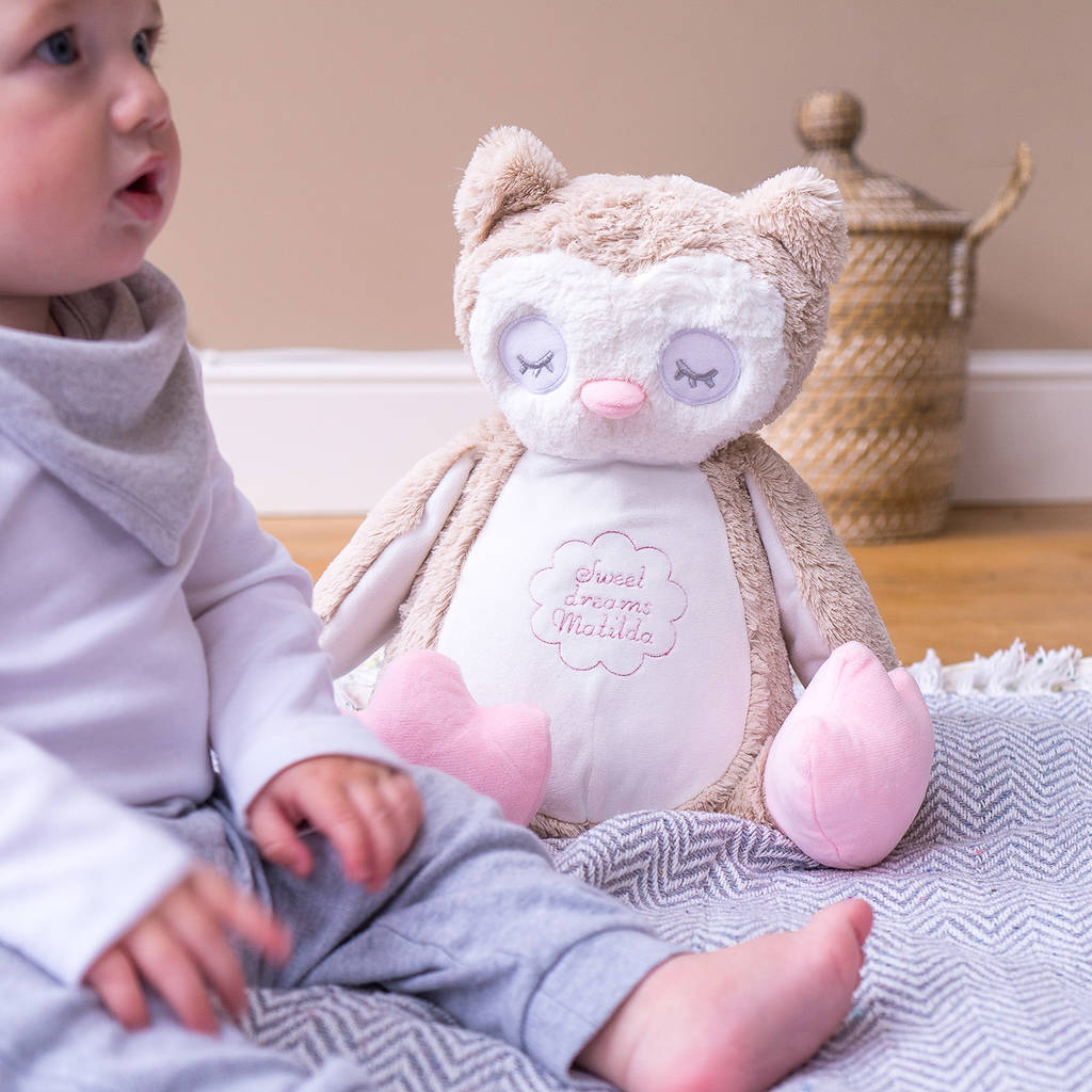 Personalised Owl Childrens Soft Toy, Brown