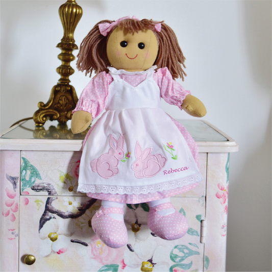 Personalised Rabbit Rag Doll, Pink