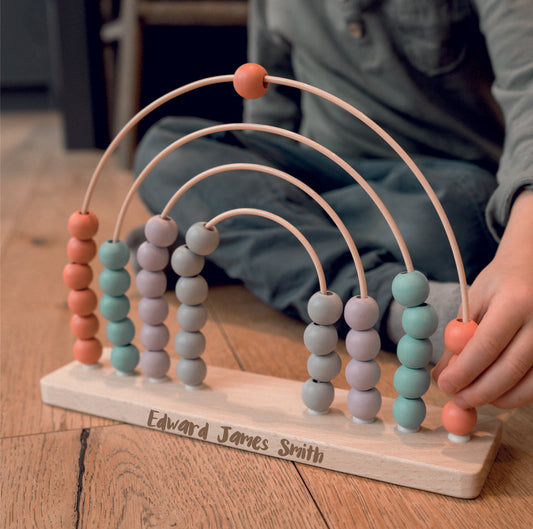 Personalised Rainbow Abacus Baby Toy, Multi-Coloured