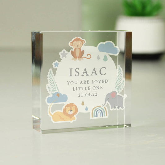 Personalised Safari Animals Crystal Glassl Token Gift