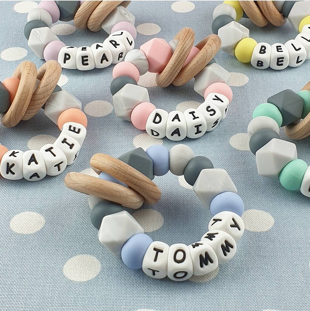 Personalised Silicone Teething Rattle