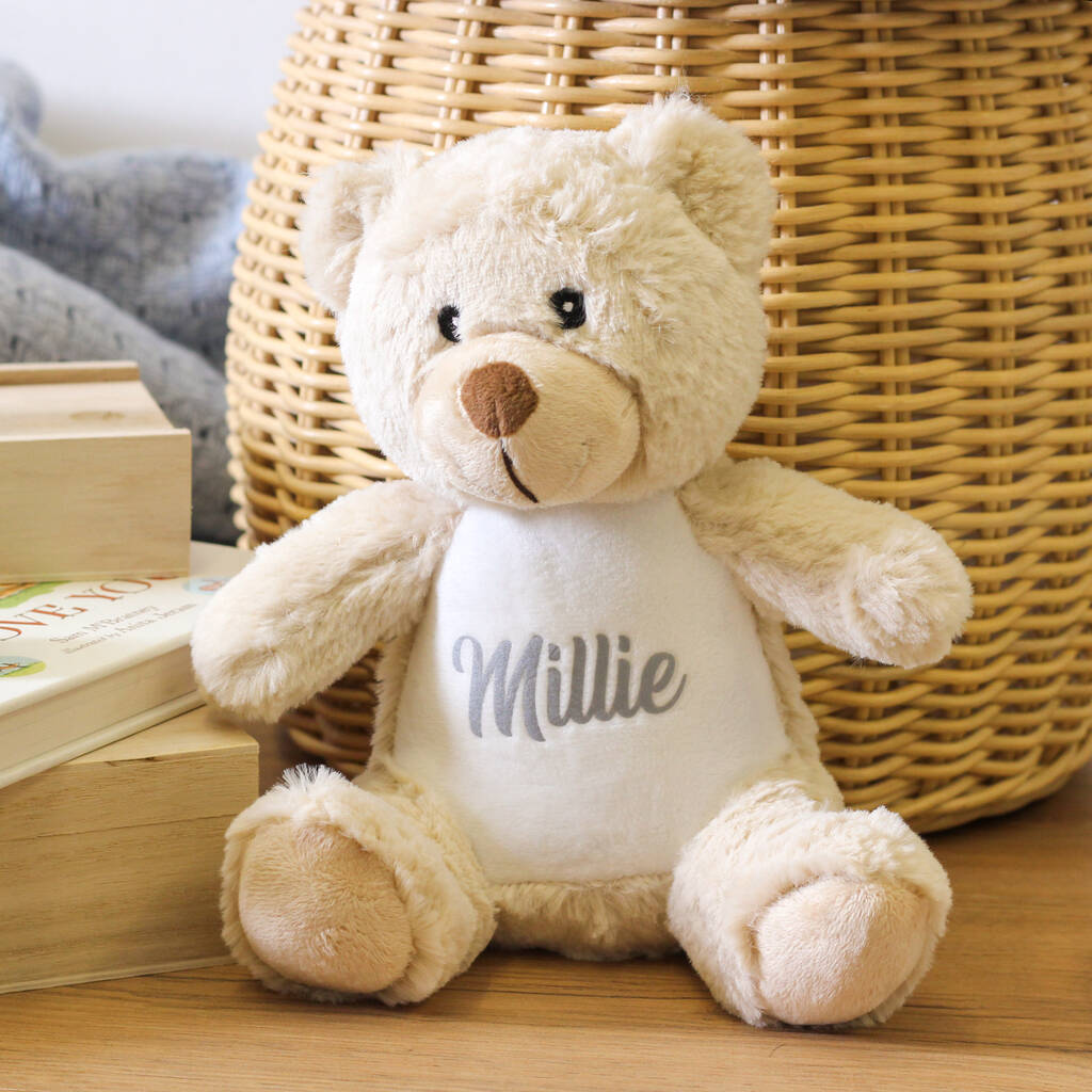 Personalised Soft Toy Teddy Bear Gift For Kids, Brown/Cream